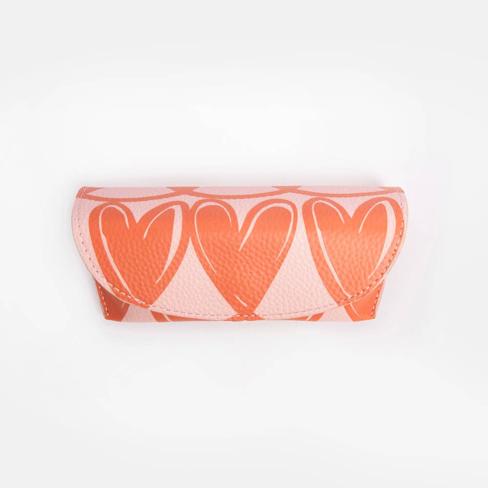 Pink/Orange Linked Hearts Flap Glasses Case