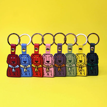 Spaniel | Leather Key Ring | Gold Plated: Sage