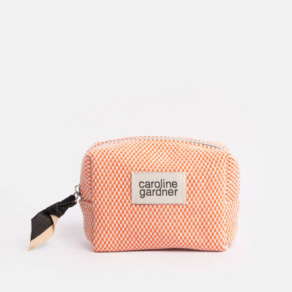 Orange Woven Mini Cube Cosmetic Bag