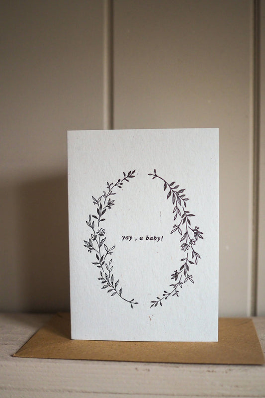Yay, a baby! letter press printed card