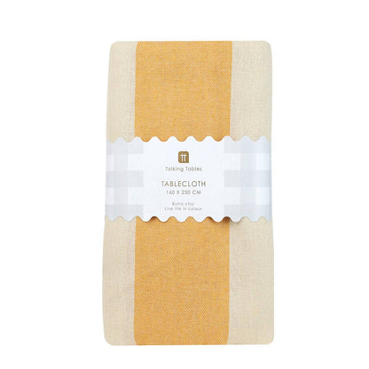 Yellow Stripe Cotton XL Tablecloth - 160cm x 250cm | Summer Tableware |