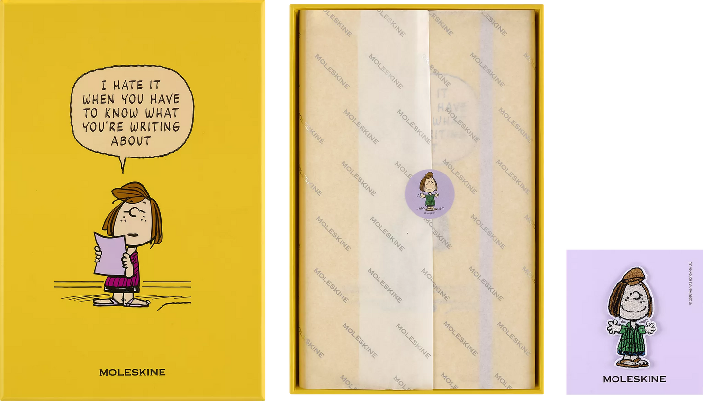 Peanuts Boxed Large Ruled Hardcover Notebook, Stickers, Bookmark & Patch- Moleskine