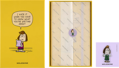 Peanuts Boxed Large Ruled Hardcover Notebook, Stickers, Bookmark & Patch- Moleskine