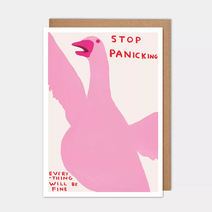 A5 Greetings Card Stop Panicking - David Shrigley