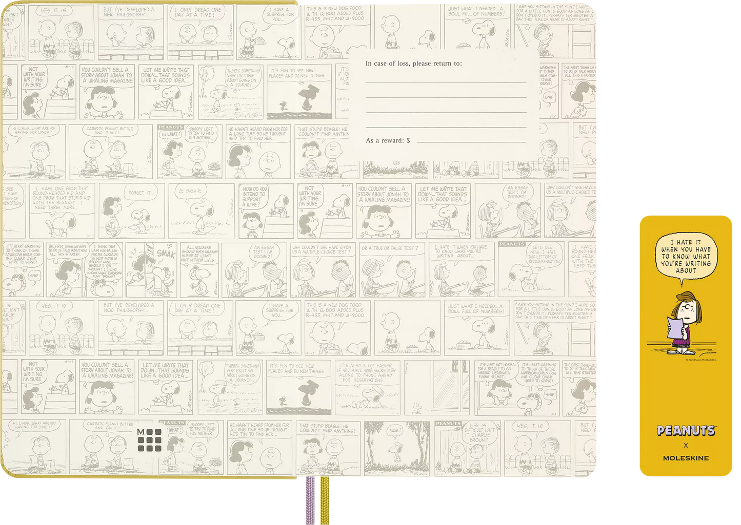 Peanuts Boxed Large Ruled Hardcover Notebook, Stickers, Bookmark & Patch- Moleskine