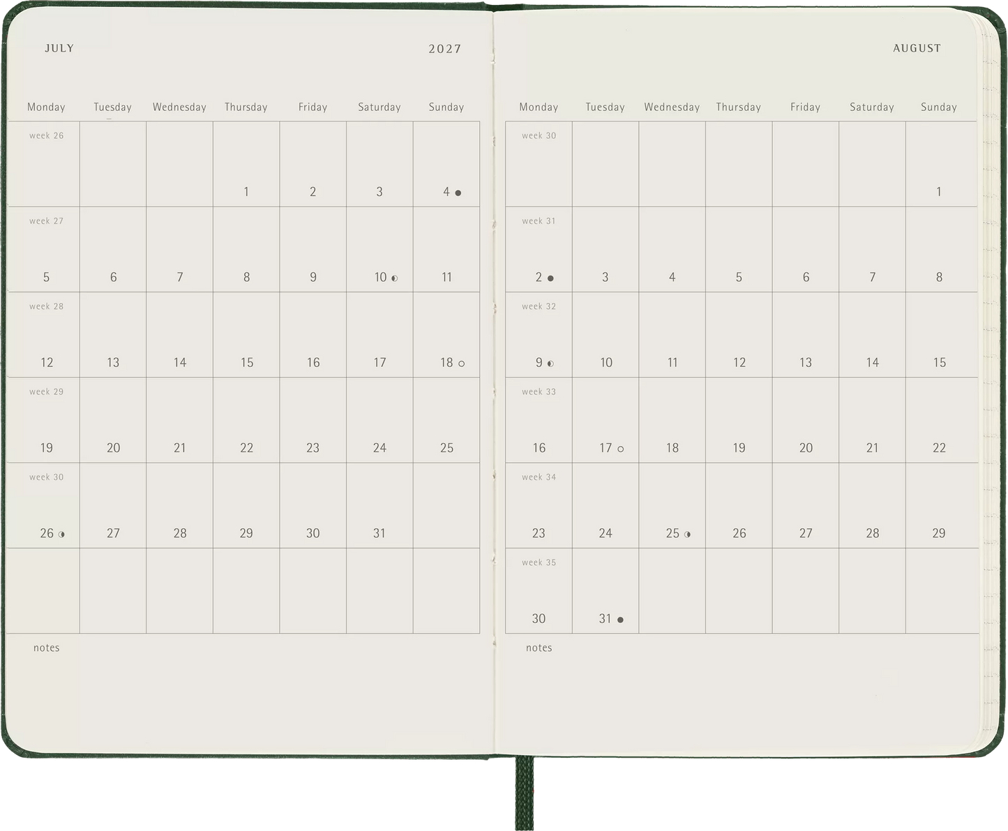 Moleskine 12 Month Daily Diary /Planner 2027 - Myrtle Green