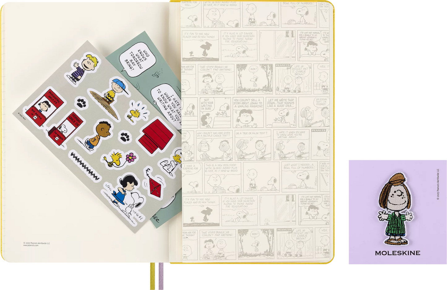 Peanuts Boxed Large Ruled Hardcover Notebook, Stickers, Bookmark & Patch- Moleskine