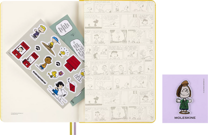 Peanuts Boxed Large Ruled Hardcover Notebook, Stickers, Bookmark & Patch- Moleskine