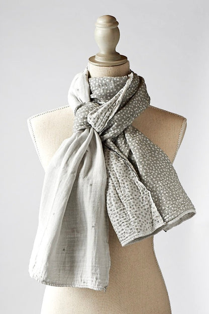 French Jacquard Scarf  - Gabrielle Blanc Gris