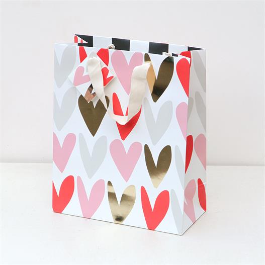 Red Pink Hearts Gift Bag - Large