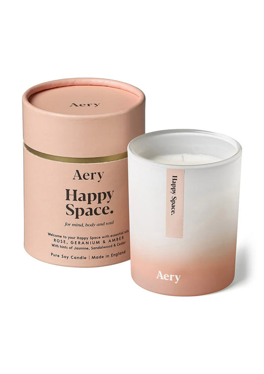 Happy Space Scented Candle - Rose Geranium and Amber