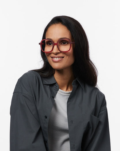 Unisex Reading Glasses - Style Office - Cherry Red +2.5
