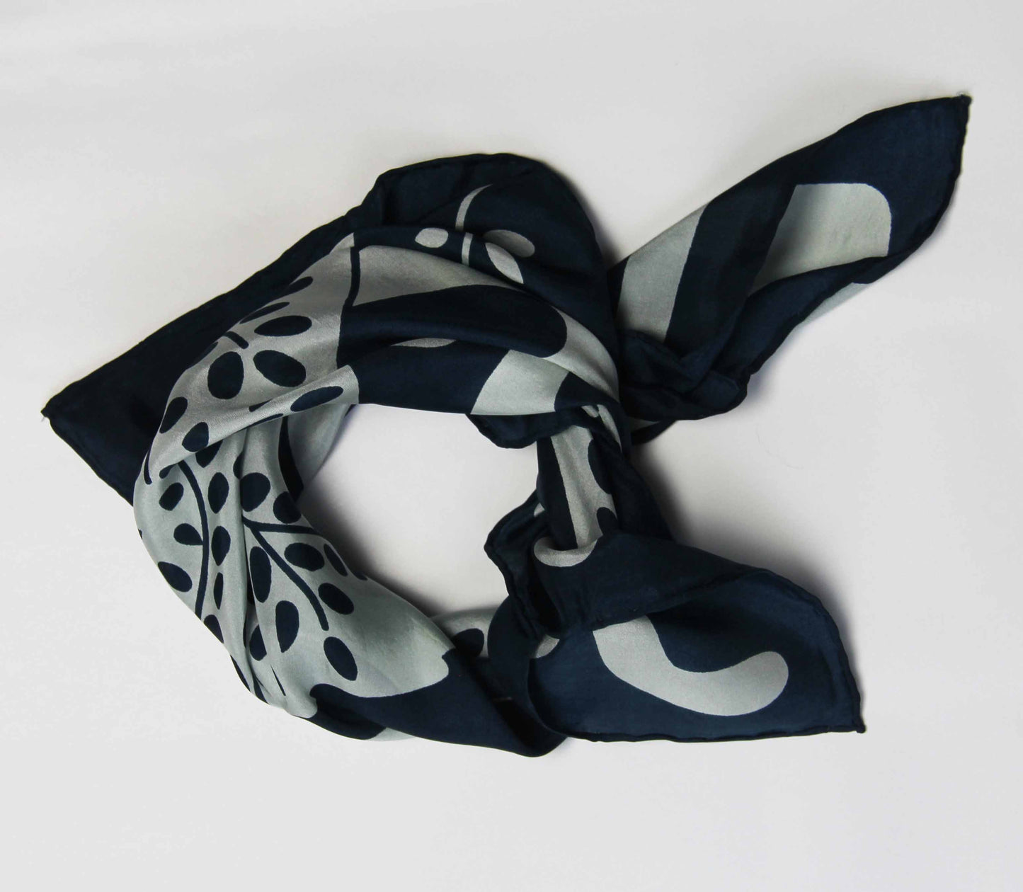 Silk Square Scarf 50 x 50 cm Peace and Love Marine Navy