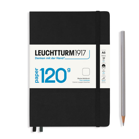 Leuchtturm A5 Plain Hardback Superior 120g Paper Notebook - Black