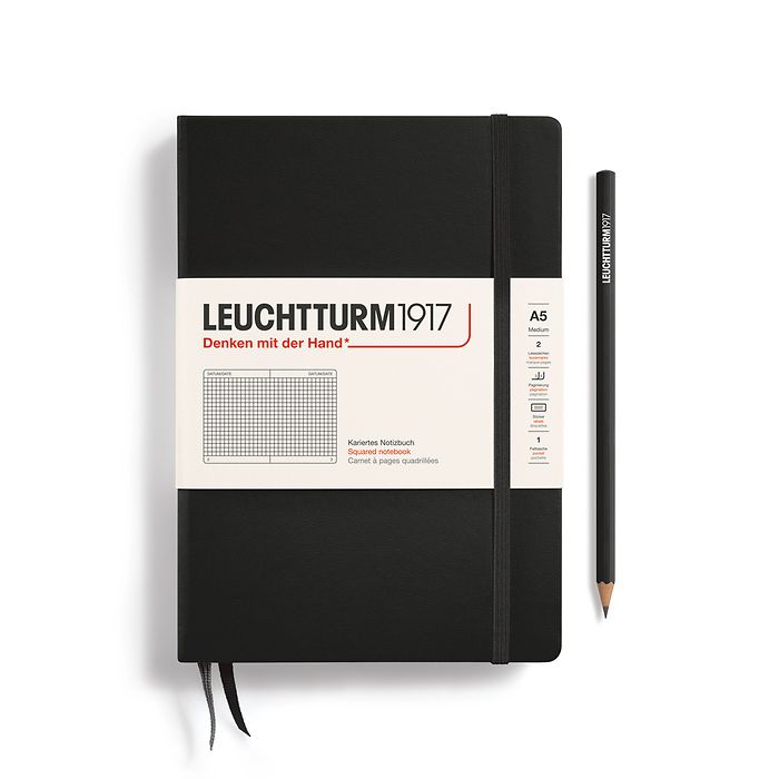 Leuchtturm A5 Squared Hardcover Notebook - Black