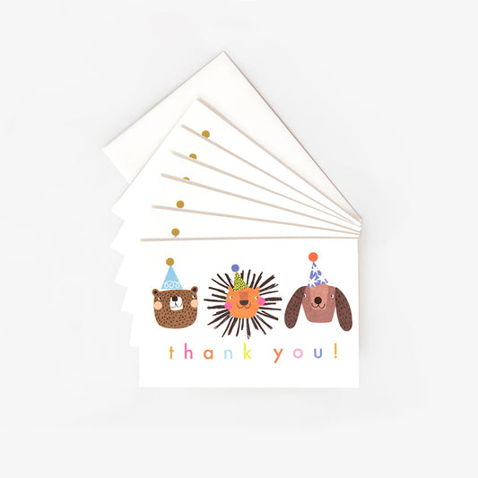 Party Animals Thank You Cards Pack of 6