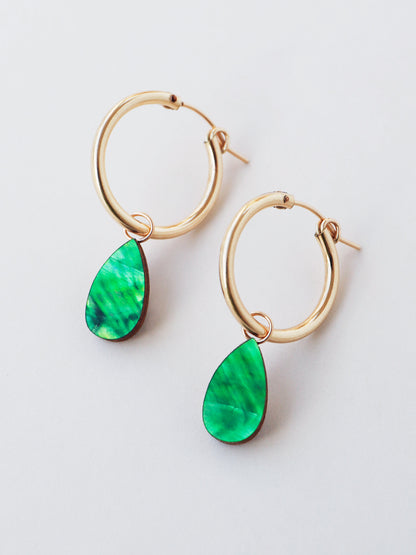 Raindrop Hoops in Emerald