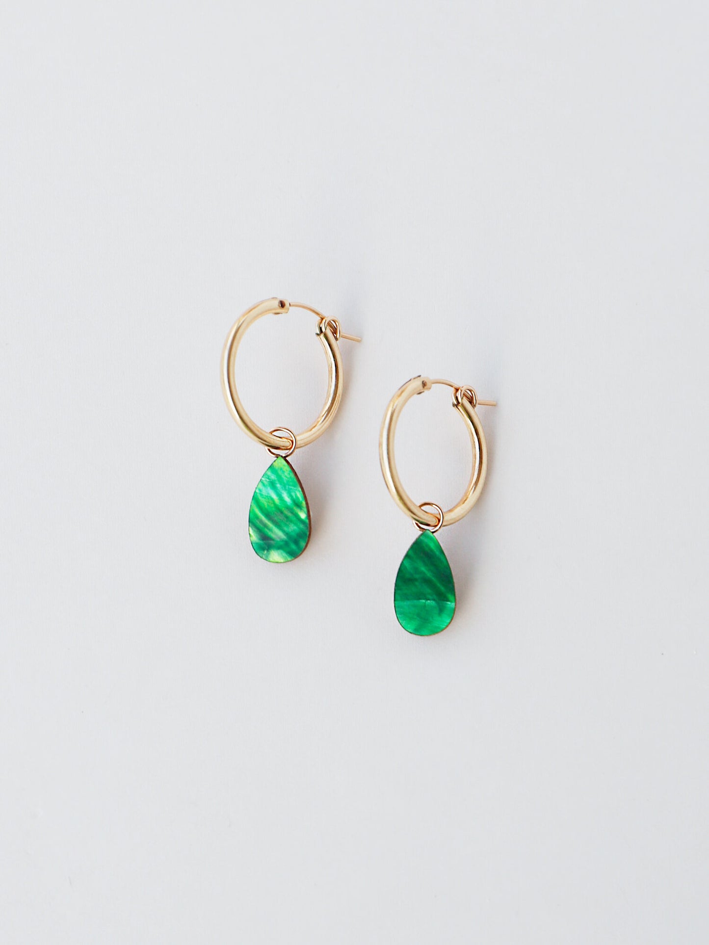 Raindrop Hoops in Emerald