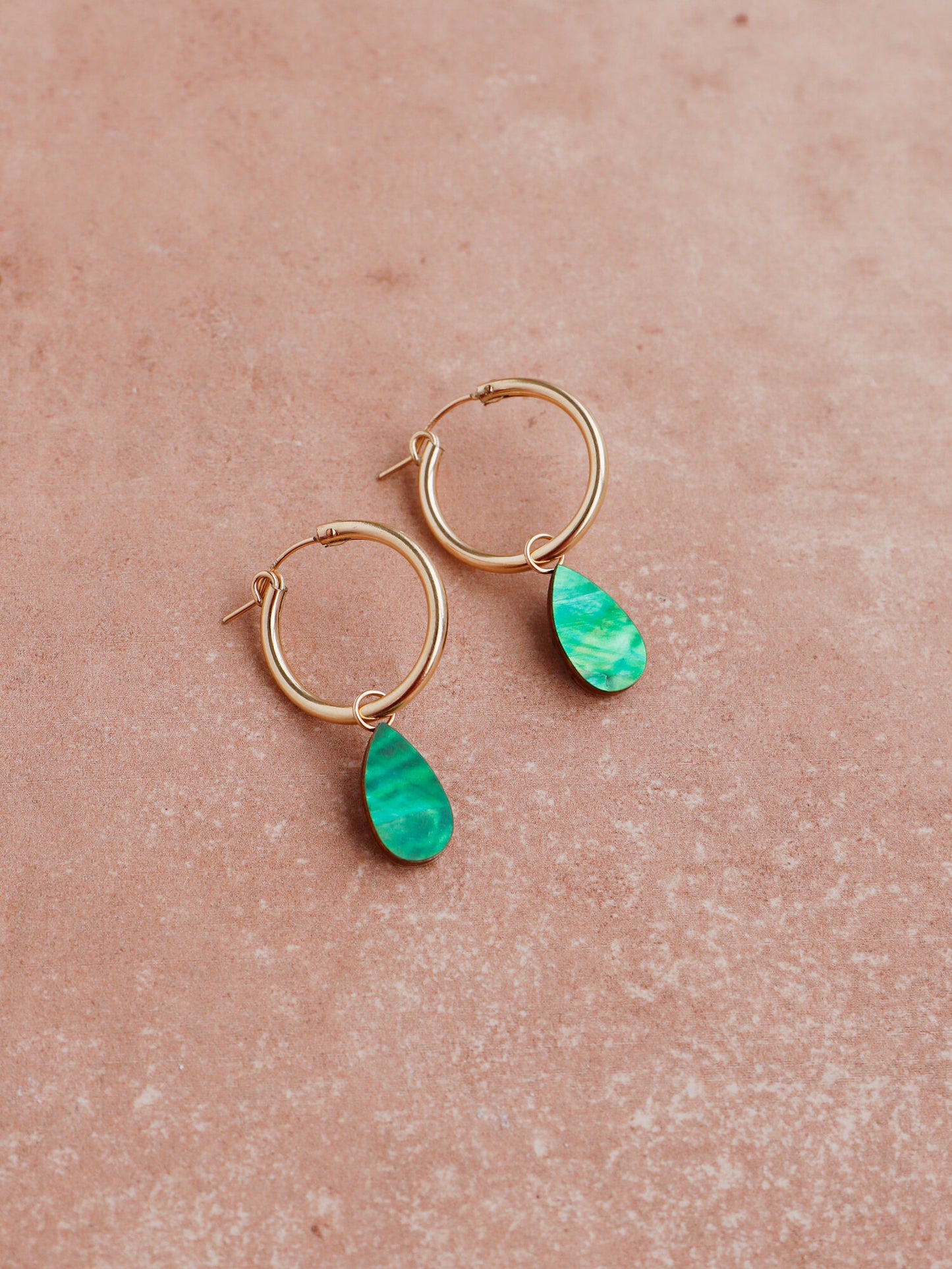 Raindrop Hoops in Emerald