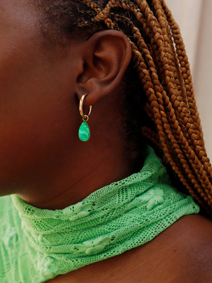 Raindrop Hoops in Emerald