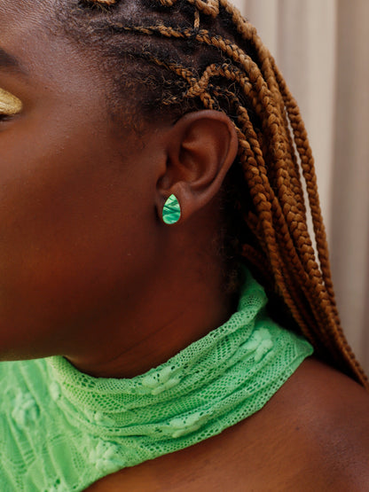 Raindrop Studs in Emerald