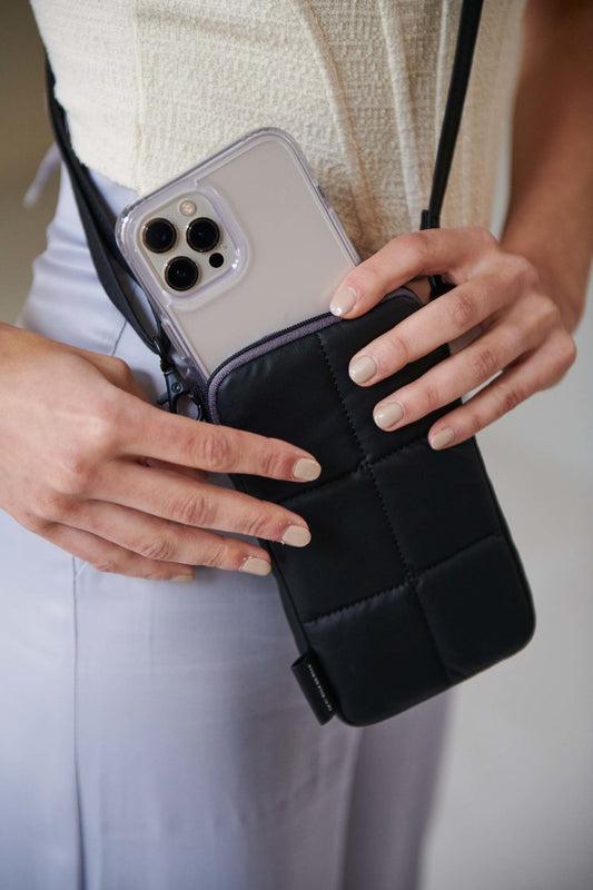 Luce Puffy Phone Pouch in Black by Tinne + Mia