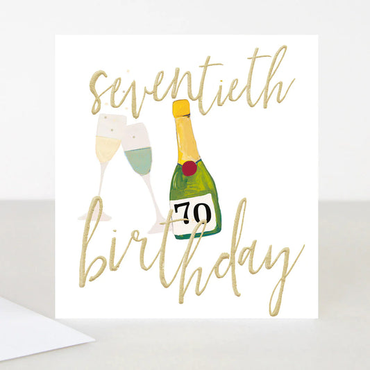 Champagne 70th Birthday card