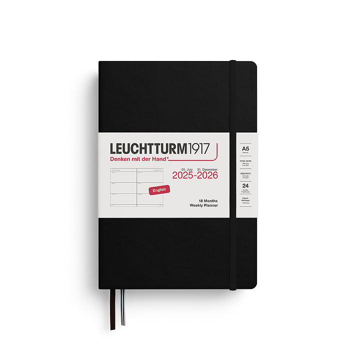 Leuchtturm 2025/2026 18 Month Weekly Planner and Notebook A5  - Black