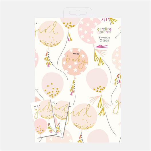 Special Celebrations Baby Girl - Gift Wrap and Tag set of 2