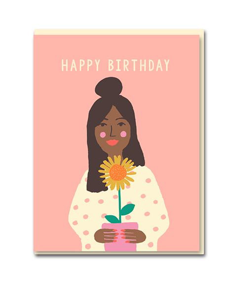 Sunflower Girl Birthday Card