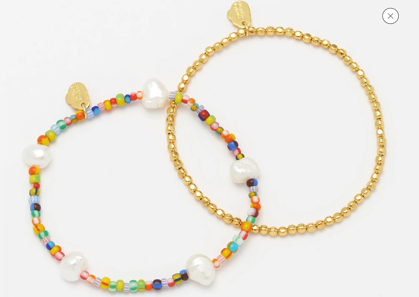 Rainbow Pearl and Gold Bracelet Set