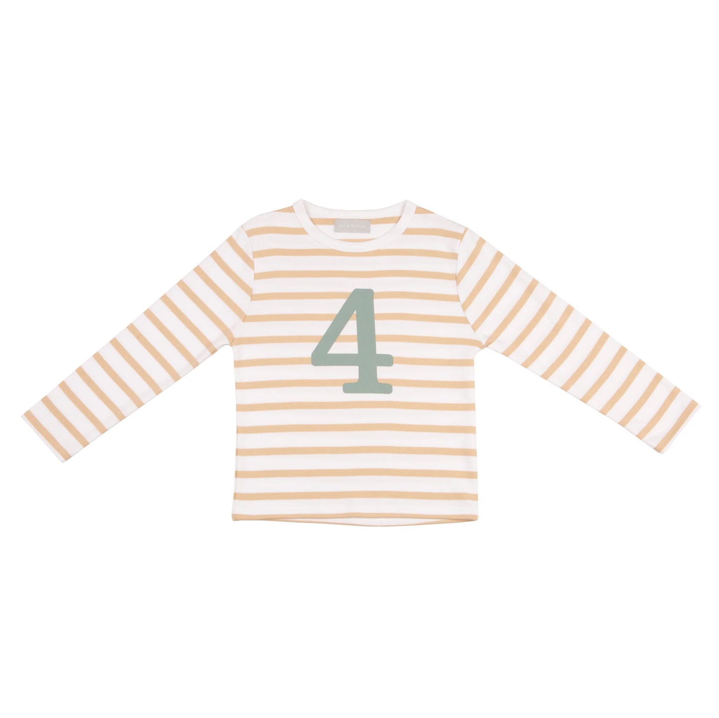 Age 4 Biscuit and White Breton Striped Number T Shirt
