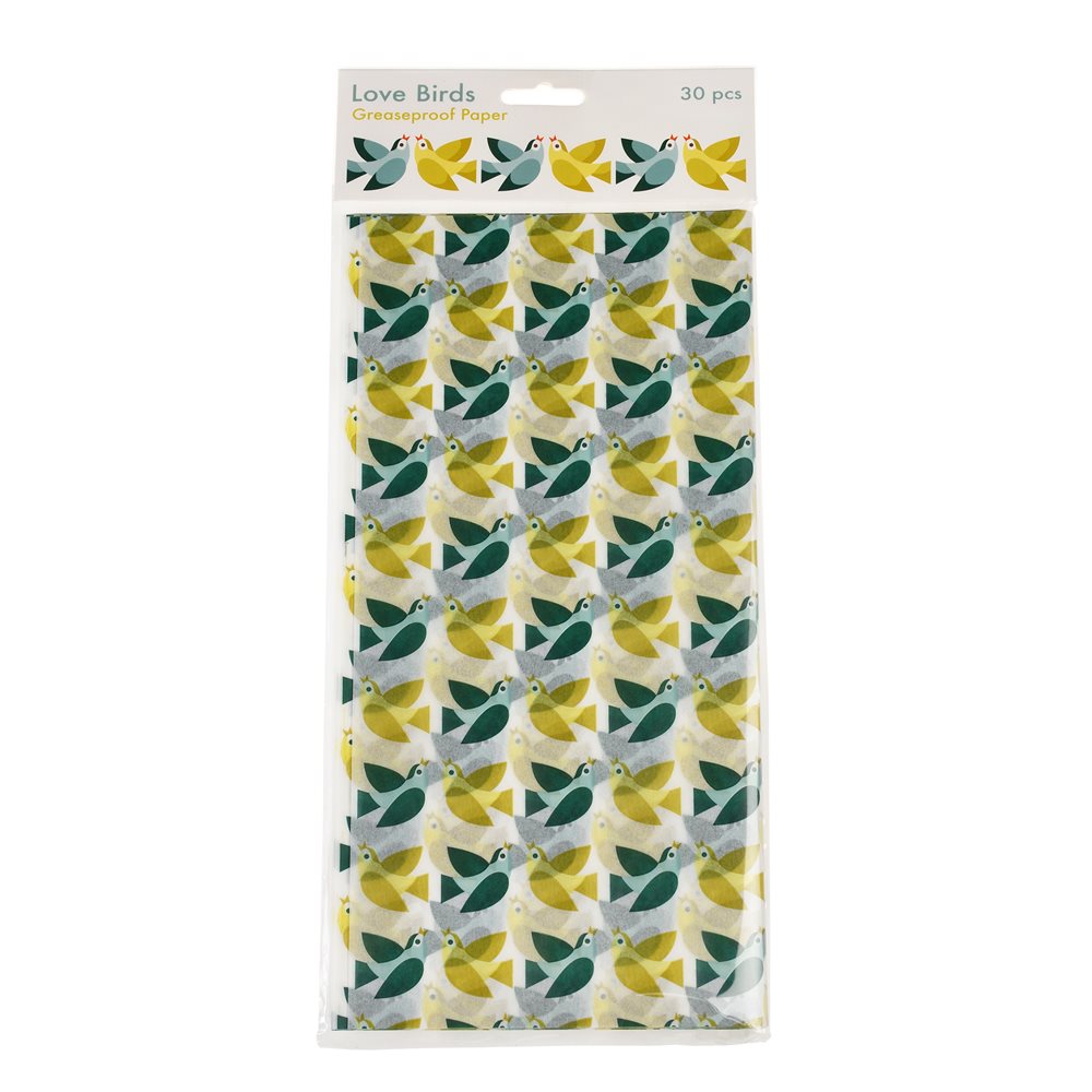 Love Birds Greaseproof Paper Pack of 30