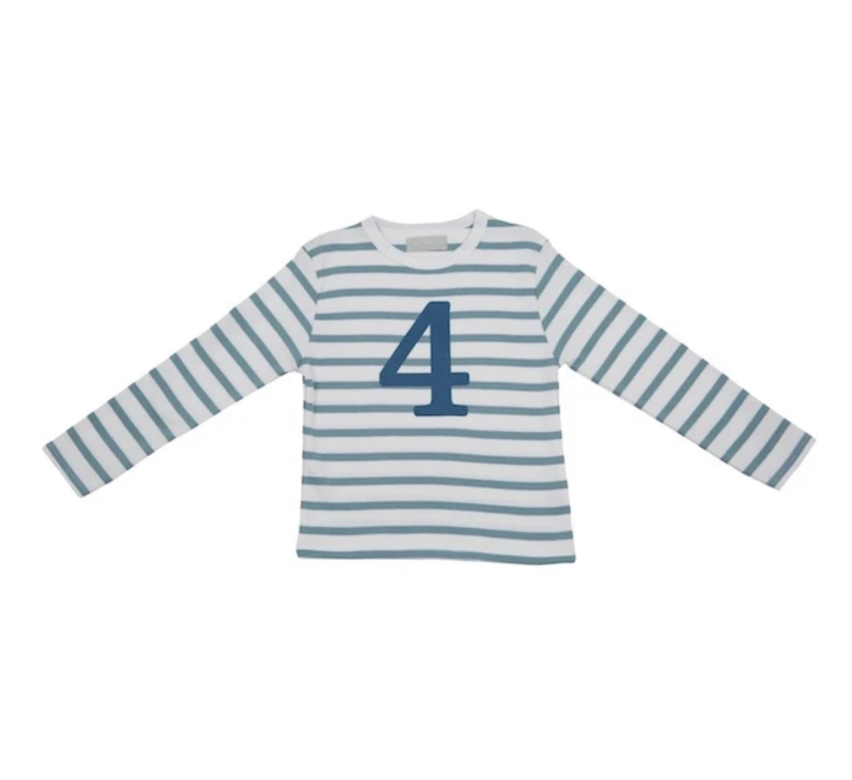 Age 4 Ocean Blue and White Breton Striped T-Shirt