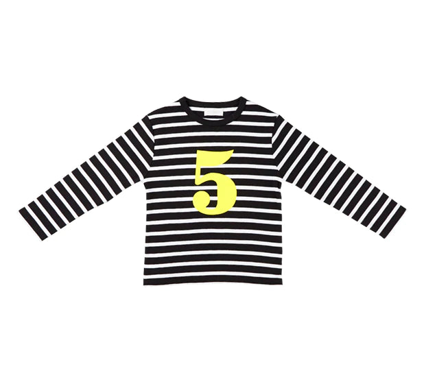 Age 5 Black and White Breton Striped Number