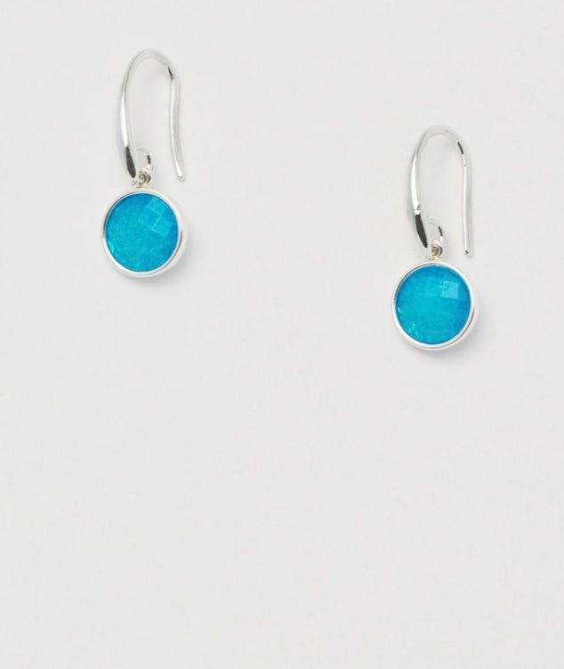 Blue Gemstone Drop Earrings - Silver Plated
