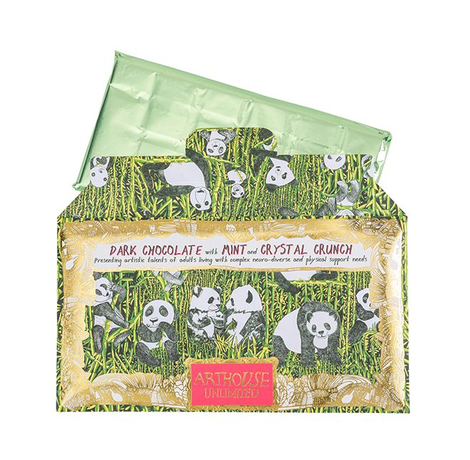 Panda Party Handmade Dark Chocolate with Mint & Crystal Crunch