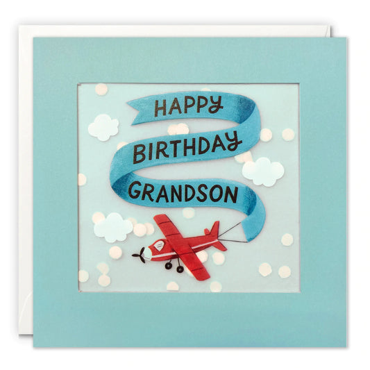 Grandson Aeroplane Birthday Card with Paper Confetti