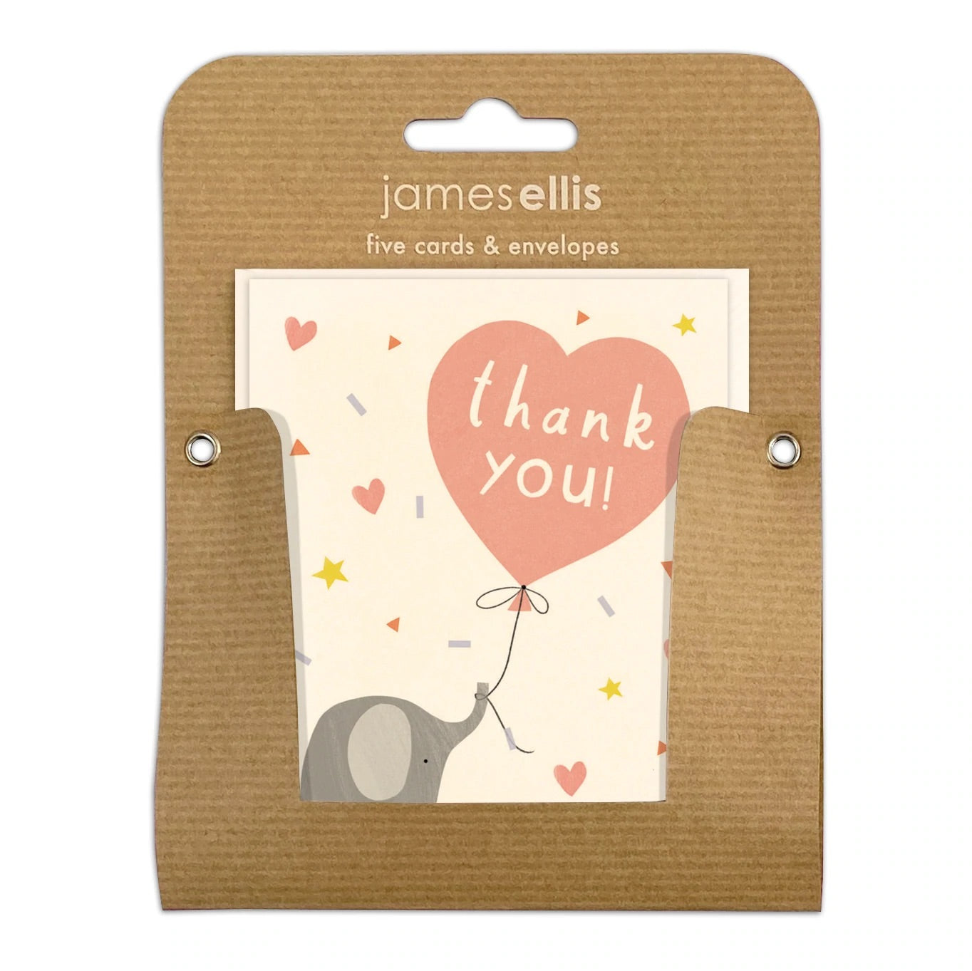 5 x Shooting Star Elephant Thank You Cards