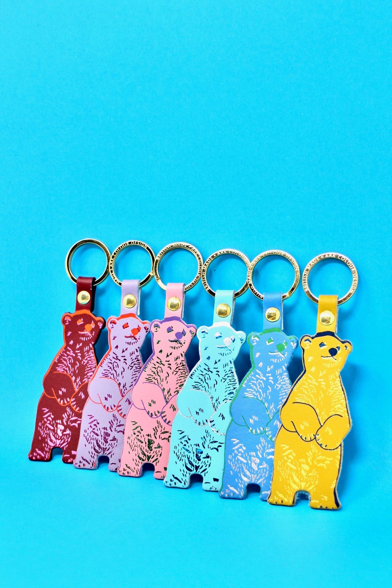 Bear Standing Key Fob - Turquoise