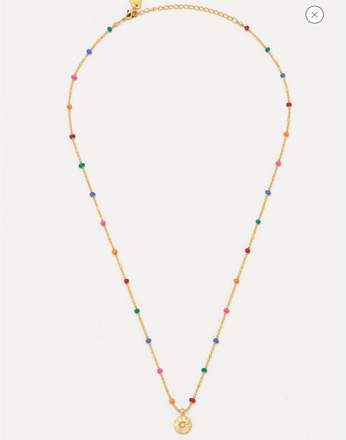 CZ Pendant Rainbow Beaded Necklace