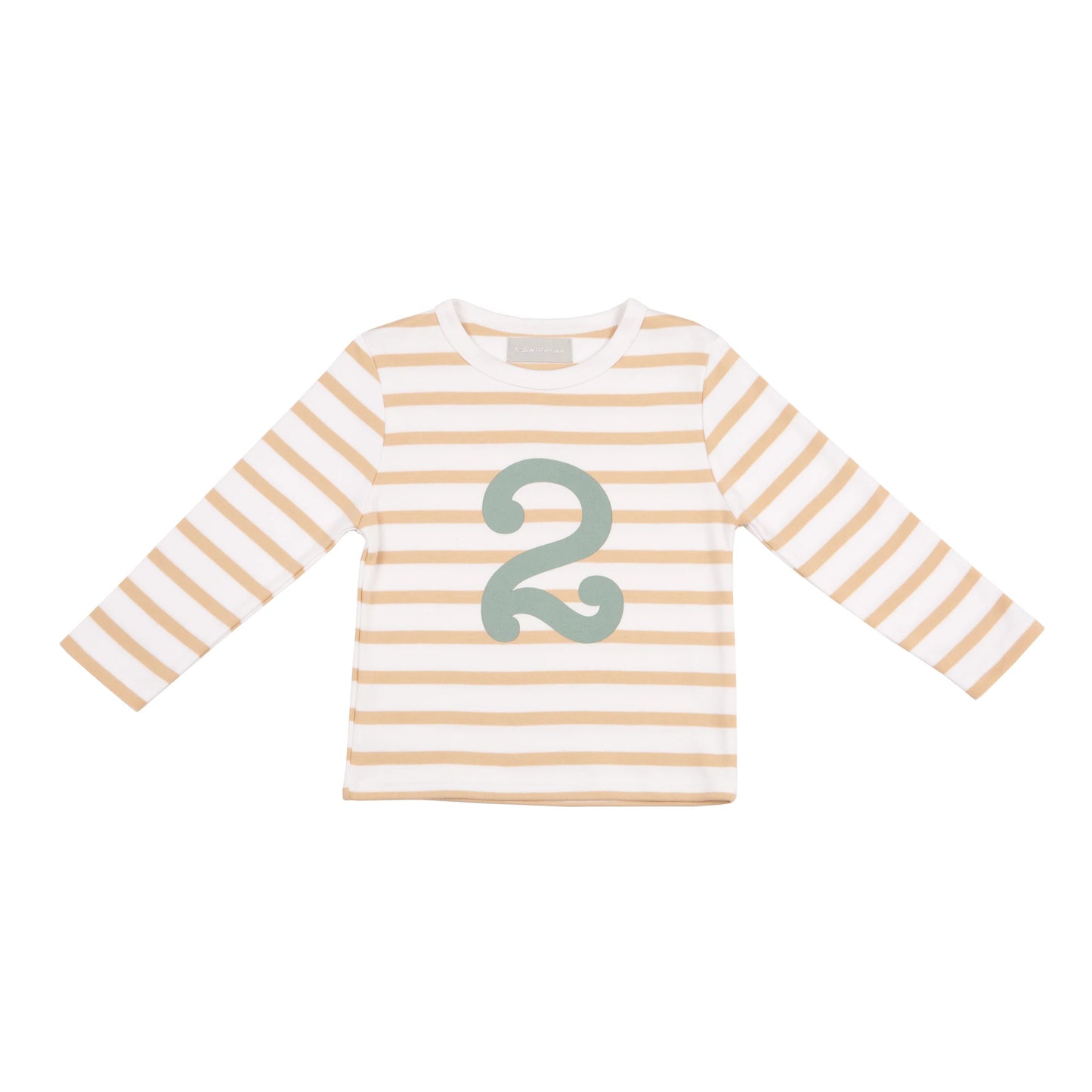 Age 2 Biscuit and White Breton Striped Number T Shirt
