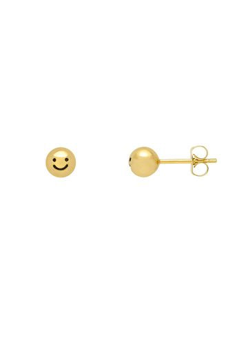 Mini Smiling Face Stud Earrings Gold Plated