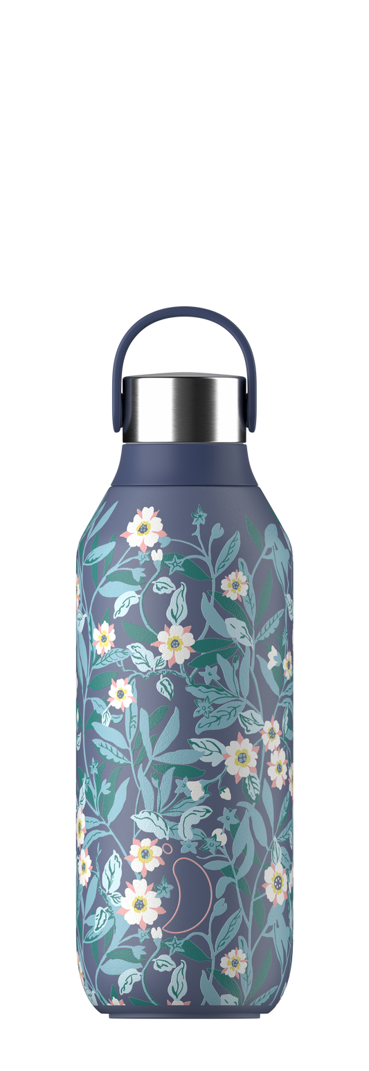 Series 2 Liberty Chilly's Bottle - Brighton Blossom Whale Blue 500 ml