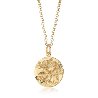 Gold Aquarius Zodiac Necklace