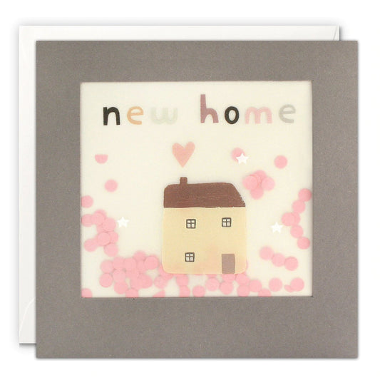 House with Heart New Home Card with Paper Confetti