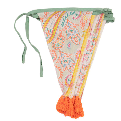 Fabric Bunting-Orange & Pink Paisley