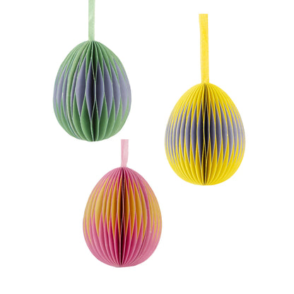 Honeycomb 2 Toned Easter Egg Hanging Decorations- Set Of 3