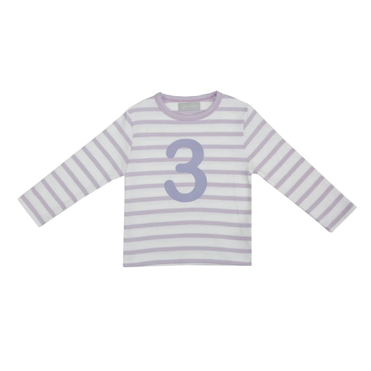 Age 3 Parma Violet and White Breton Striped Number T Shirt