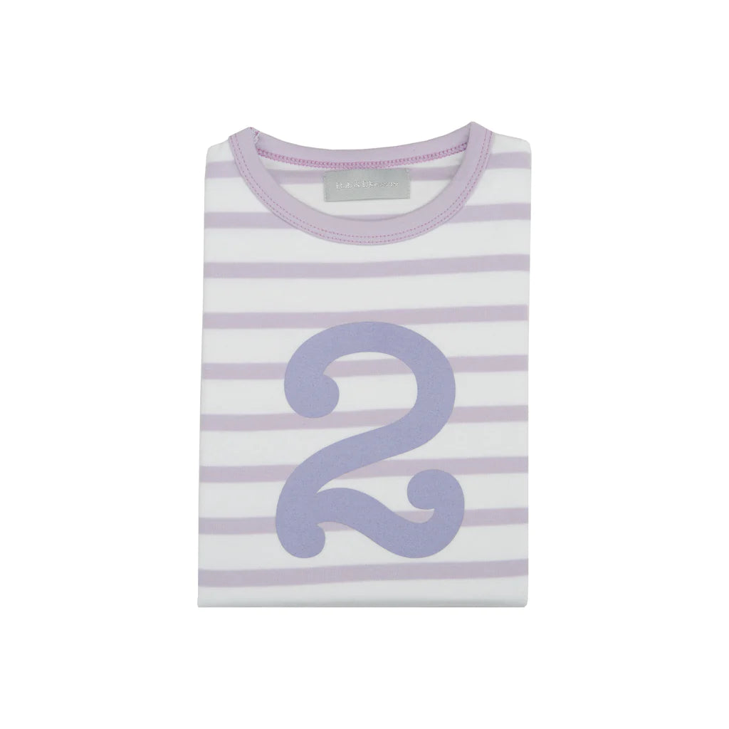 Age 2 Parma Violet and White Breton Striped Number T Shirt